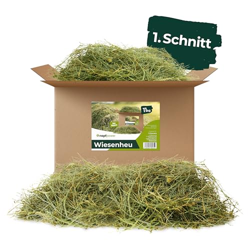 napfpower 11 kg Heu direkt vom Hof | 1. Schnitt Wiesenheu aus Bayern | hochwertiges & unbehandeltes Heu für Futter & Einstreu von Kaninchen, Hamster, Meerschweinchen & Hasen von napfpower