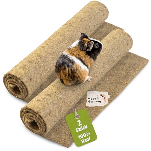 napfpower Hanfmatten für Nager (2 STK.) - Größe 100 cm x 50 cm, 5 mm Dicker Nagerteppich aus 100% Hanf - Nagermatten für Kaninchen, Hasen, Hamster - biologisch abbaubare Hanfmatte (2er Set) von napfpower