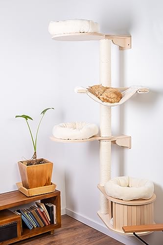 Natural Paradise – Wandkratzbaum Magnolia | Platzsparender Kratzbaum Zur Wandmontage | H 200 x L 112 x B 85 cm | Creme von natural PARADISE