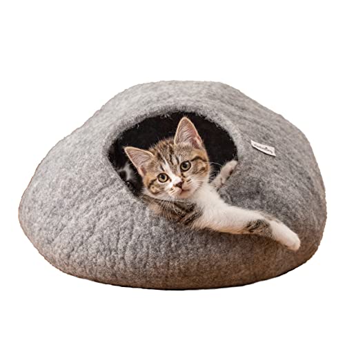 naturling Katzenhöhle rund - kuschelige Filz Katzenbett - für Katzen (MAU) von naturling