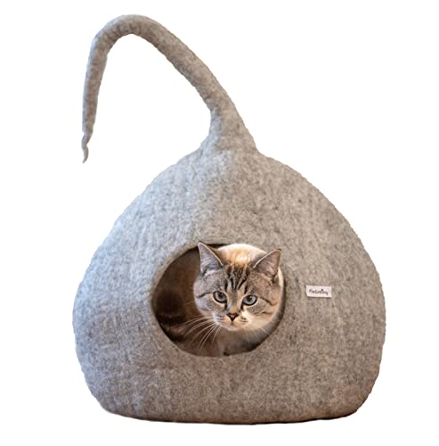naturling Katzenhöhle rund - kuschelige Filz Katzenbett - für Katzen (Spiky) von naturling