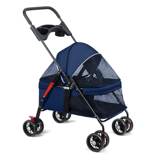nawoefii Haustier Kinderwagen, Hundekatze Kinderwagen, Haustierfalt Kinderwagen, Hundekatze mit Tassenhalter, atmungsaktives und sichtbares Netz für kleine Hundekatze Blau nawoefii Haustier Kinderwagen, Hundekatze Kinderwagen, Haustierfalt Kinderwagen, Hundekatze mit Tassenhalter, atmungsaktives und sichtbares Netz für kleine Hundekatze Blau von nawoefii