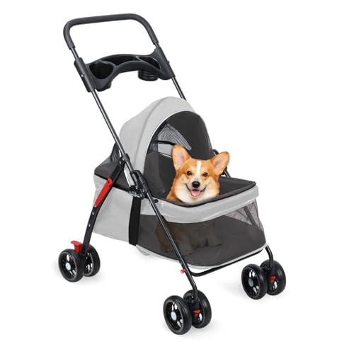 nawoefii Haustier Kinderwagen, Hundekatze Kinderwagen, Haustierfalt Kinderwagen, Hundekatze mit Tassenhalter, atmungsaktives und sichtbares Netz für kleine Hundekatze Grau nawoefii Haustier Kinderwagen, Hundekatze Kinderwagen, Haustierfalt Kinderwagen, Hundekatze mit Tassenhalter, atmungsaktives und sichtbares Netz für kleine Hundekatze Grau von nawoefii