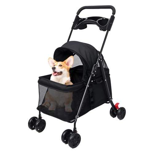 nawoefii Hundekatze Kinderwagen, Haustierfalt Kinderwagen, Hundekatze Käfig Kinderwagen mit Tassenhalter, sichtbares Fenster für kleine Hundebereich Katze Schwarz nawoefii Hundekatze Kinderwagen, Haustierfalt Kinderwagen, Hundekatze Käfig Kinderwagen mit Tassenhalter, sichtbares Fenster für kleine Hundebereich Katze Schwarz von nawoefii