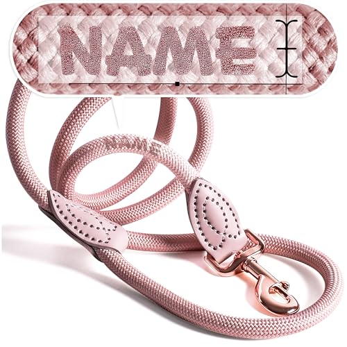 Personalisierte Hundeleine 1,2 m oder 1,7 m Länge (leicht dehnbar) extrem hochwertig verarbeitet | Tauleine für Hunde | Führleine mit Namen (Mauve, 120 cm) von ne&no