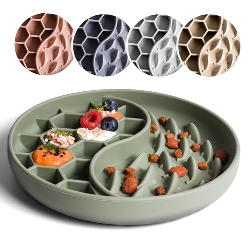 ne&no® Anti Schling Napf für Hunde und Katzen I Slow Feeder I Leckmatte Hund mit großem Saugnapf I Schleckmatte Katze für Nassfutter und Trockenfutter (sage Green) von ne&no