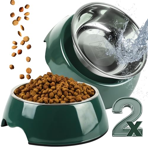 ne&no® Futternapf 2er Set für mittelgroße und große Hunde [Gr. L / 700 ml] Hundenapf rutschfest | Trinknapf | Dog Bowl (L, GRÜN) von ne&no