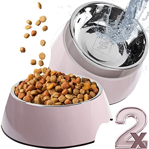 ne&no® Futternapf 2er Set für Hunde und Katzen [Gr. L / 700 ml] Hundenäpfe große Hunde rutschfest | Hundenapf Grosse Hunde | Futternapf Hund (L, Malve) von ne&no