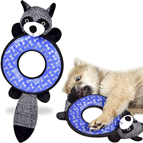 ne&no® Hunde Kuscheltier mit Gummi zum Kauen I Hundespielzeug I Kauspielzeug für Hunde I Quietschspielzeug Hund I Dog Toy I Spielzeug Hund I Hunde Zubehör (Waschbär) von ne&no