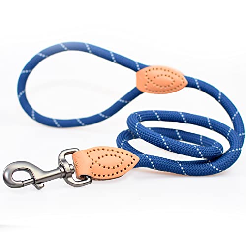 ne&no® Hundeleine (Marineblau) Tauleine für Hunde I Trainingsleine für Hunde I Führleine rund, geflochten I Handschlaufe Seilleine Hund I Cityleine I 1.2m Dog Leash von ne&no