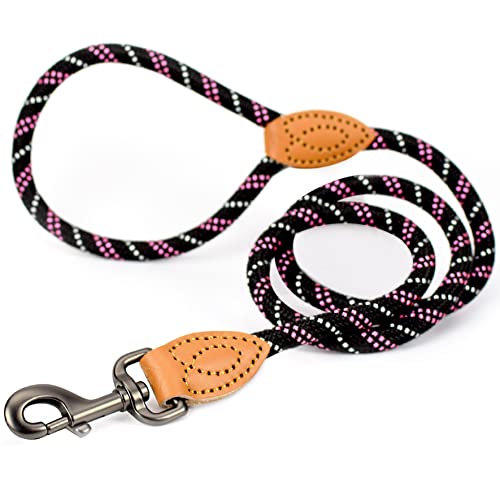 ne&no® Hundeleine (schwarz/lila/weiß) Tauleine für Hunde I Trainingsleine für Hunde I Führleine rund, geflochten I Handschlaufe Seilleine Hund I Cityleine I 1.2m Dog Leash von ne&no