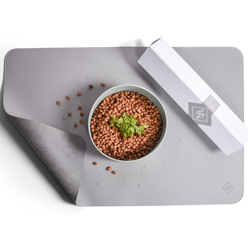 ne&no® Hundenapf Unterlage 60 x 40 cm rutschfest & wasserabweisend aus veganem Leder - Napfunterlage Hund - Futterunterlage - Napf Matte von ne&no