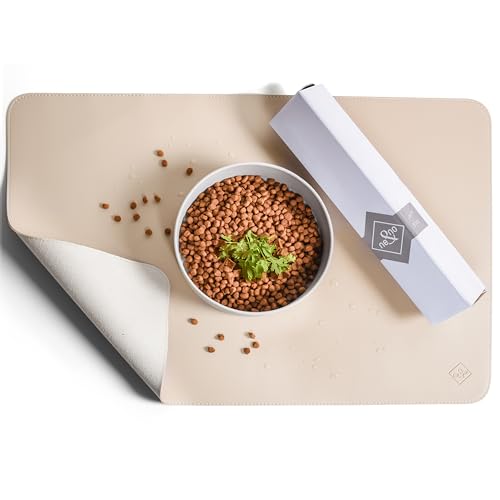 ne&no® Hundenapf Unterlage 60 x 40 cm rutschfest & wasserabweisend aus veganem Leder - Napfunterlage Hund - Futterunterlage - Napf Matte von ne&no