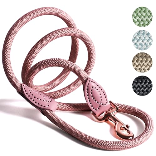 ne&no Tauleine 1.7m (leicht dehnbar) für mittelgroße bis ganz große Hunde I Trainingsleine I Hundeleine robust I Führleine rund, geflochten I Seil Leine Hund I Cityleine I Dog Leash Mauve, 170 cm von ne&no