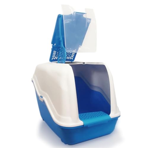 NESTQ Katzentoilette, bedeckt, selbstreinigend, große Katzentoilette, geschlossen, mit Klappdeckel und Tür, Maße 54 x 39 x 40 cm von nestQ