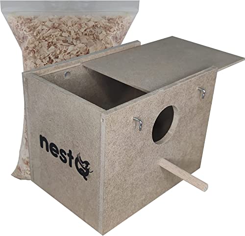 Nest für Wellensittiche mit Spänen für das Bett, Zuchthaus aus Holz für Vögel, mit Haken für Vogelkäfige, 19 cm x 15 cm x 13,5 cm Nest für Wellensittiche mit Spänen für das Bett, Zuchthaus aus Holz für Vögel, mit Haken für Vogelkäfige, 19 cm x 15 cm x 13,5 cm von nestQ