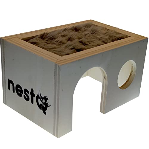 nestQ Haus Holz für kleine Hamster, Russisch, Sirio, Roborowski, Comun, Gerbil oder Mäuse von nestQ