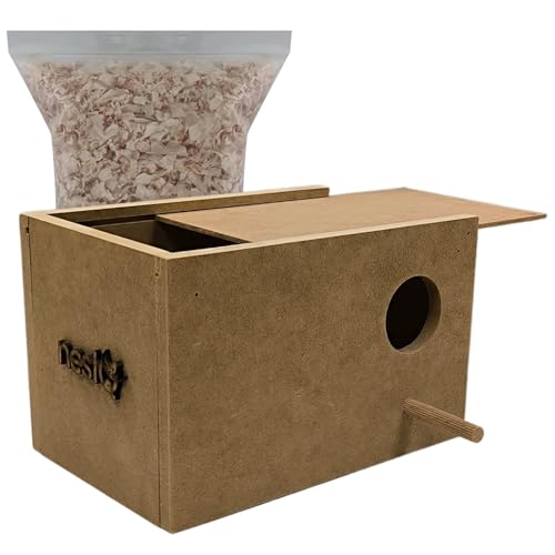 nestQ Vogelnest für Agaporniden Nistkasten Untrennbares Bett, Zuchthaus aus Holz für Vögel, mit Haken für Vogelkäfig, Unzertrennliche Behausung 23 cm x 13,5 cm x 13,5 von nestQ