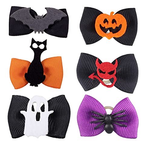 netproshop 10 Stück Mähnenschleifen mit Halloween Motiv Auswahl, Groesse:One Size, Farbe:Teufelchen von netproshop