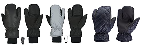 netproshop 3-Finger-Fäustlinge mit PU Grip Winter Handschuhe reflektierend Größe 6-10, Groesse:8, Farbe:Anthrazit von netproshop