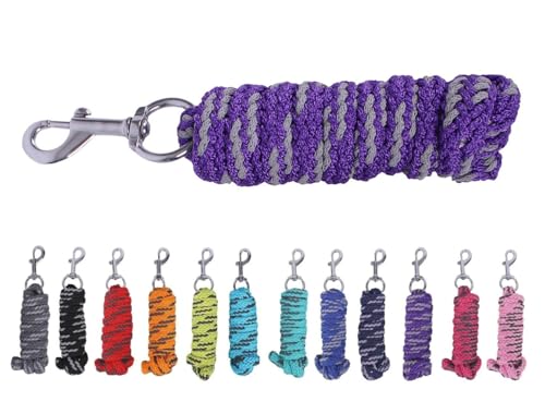 NETPROSHOP Anbindestrick Pferde Führstrick mit Karabinerhaken 2 Meter, Farbe:Lila von NETPROSHOP