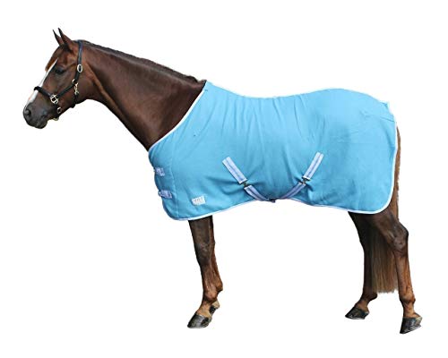 netproshop Basic Pferde Abschwitzdecke mit Kreuzbegurtung Fleece Qualität Gr. 105-155, Groesse:135, Farbe:Hellblau von NETPROSHOP