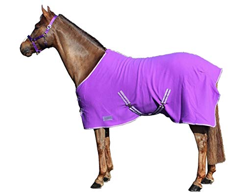 netproshop Basic Pferde Abschwitzdecke mit Kreuzbegurtung Fleece Qualität Gr. 105-155, Groesse:145, Farbe:Lila von NETPROSHOP