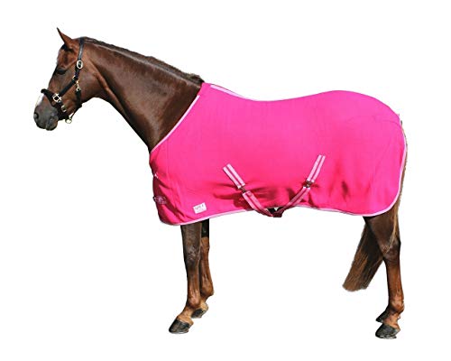 netproshop Basic Pferde Abschwitzdecke mit Kreuzbegurtung Fleece Qualität Gr. 105-155, Groesse:145, Farbe:Pink von NETPROSHOP