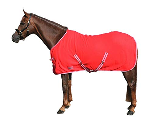netproshop Basic Pferde Abschwitzdecke mit Kreuzbegurtung Fleece Qualität Gr. 105-155, Groesse:155, Farbe:Rot von NETPROSHOP