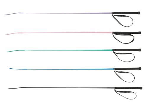 NETPROSHOP Dressurgerte 100 cm geflochten in bunten Farben mit schwarzem Griff, Groesse:100 cm, Farbe:Rosa von NETPROSHOP