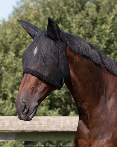netproshop Fliegenmaske mit Ohren Tragbar ohne Halfter Schwarz Shetty, Fohlen Pony/Cob/Full, Groesse:Shetty von NETPROSHOP