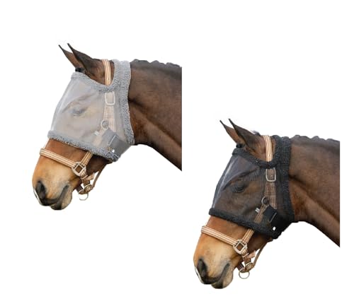 netproshop Fliegenmaske ohne Ohren Tragbar ohne Halfter Shetty, Fohlen Pony/Cob/Full, Groesse:XL Full, Farbe:Schwarz von netproshop