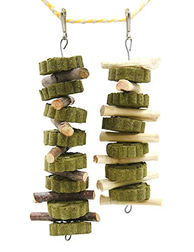 newrong Hamster Äste Sicherheit Naturholz Animal Toys Kleintiere Kaninchenbaumzweige Apfelsticks Praktisch 8 Graskuchen + 7 Apfelzweige 10-14CM von newrong