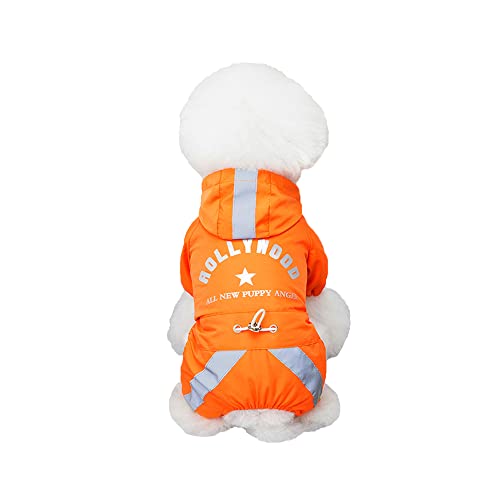 newrong Haustierkleidung Mehrfarbiger Regenmantel für kleine und mittelgroße Hundekleidung Welpenkleidung zum Aufhängen der Leine Orange L von newrong