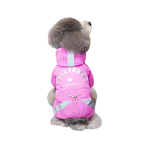 newrong Haustierkleidung Mehrfarbiger Regenmantel für kleine und mittelgroße Hundekleidung Welpenkleidung zum Aufhängen der Leine Rose Rot S von newrong