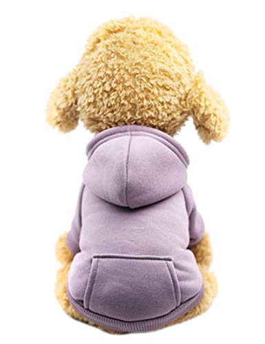 newrong Hundmantel mit Tasche Für Hunde Herbst-Winter Ausflugskleidung Bequem Hundekleidung Einfarbig Lila M von newrong