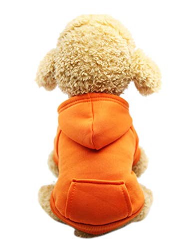 newrong Hundmantel mit Tasche Für Hunde Herbst-Winter Ausflugskleidung Bequem Hundekleidung Einfarbig Orange L von newrong