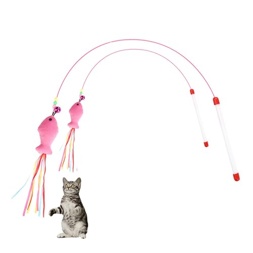 newrong Katzenspielzeug, Katzenspielzeug, Katzenspielzeug mit Glocke, Holzstab, Bildfarbe, 6 Stück, 2 Stück newrong Katzenspielzeug, Katzenspielzeug, Katzenspielzeug mit Glocke, Holzstab, Bildfarbe, 6 Stück, 2 Stück von newrong