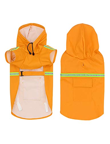 newrong Wanderkleidung mit Tasche für Haustiere Regenmantel mit reflektierendem Klebeband wasserdichte Hund Regenanzug Einfarbig Orange L von newrong
