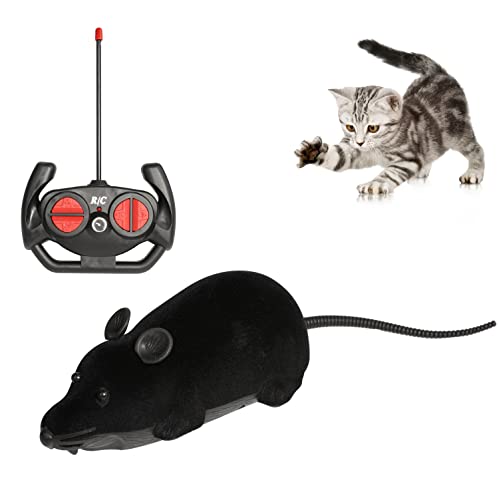niCWhite Fernbedienung Maus Katzenspielzeug, interaktives bewegliches Katzenspielzeug, kabellos, elektronisch, ferngesteuert, Rattenmäuse, Haustierspielzeug für Jagen und Bewegung (schwarz) von niCWhite