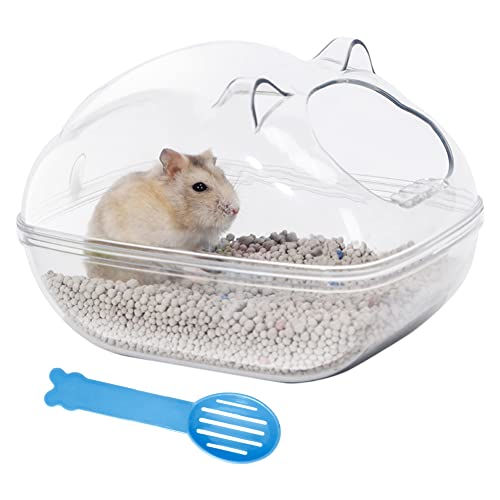 niCWhite Großer Hamstersand-Badewannenbehälter Transparent Kleine Haustier Badewanne Sauna WC Hamster Badezimmer mit Schaufel Zubehör für syrische Rennmäuse Zwerg Meerschweinchen Ratten Mäuse von niCWhite