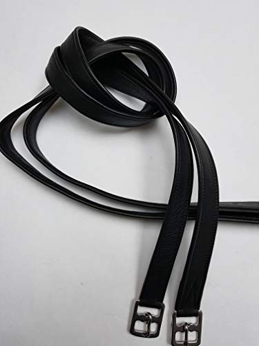 nilo Steigbügelriemen Leder schwarz 140 cm/hochwertige Steigbügelriemen schwarz mit Metallschnalle – Verschiedene Größen von nilo