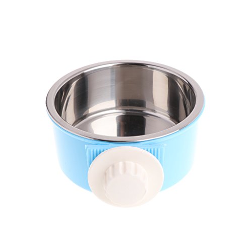 niumanery Pet Feeding Fixed Bowl Stainless Steel Cage Food Water Feeder for Dog Cat Rabbit Blue von niumanery