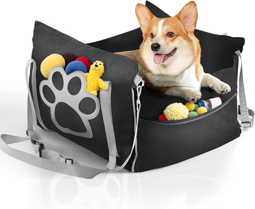 Hundesitz für kleine und mittelgroße Hunde bis 25 kg, Autositz und Hundebett für Vorder- und Rücksitz, Sicherheits-Hundetransportsitz (Schwarz, Medium) Hundesitz für kleine und mittelgroße Hunde bis 25 kg, Autositz und Hundebett für Vorder- und Rücksitz, Sicherheits-Hundetransportsitz (Schwarz, Medium) von njnj