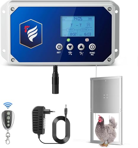 nmoiww Automatische Hühnertür, elektrischer Türöffner, Hühnerstall mit Timer und Lichtsensor, Hühnerstalltür zur Sicherheit der Hühner (mit Tür) von nmoiww