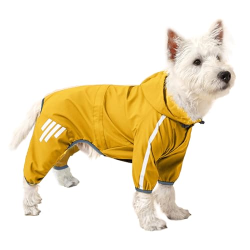 Hunde-Regenmantel, wasserdicht, warm, winddicht, leicht, verstellbar, mit reflektierenden Trägern und Loch für Geschirr, Größe L Hunde-Regenmantel, wasserdicht, warm, winddicht, leicht, verstellbar, mit reflektierenden Trägern und Loch für Geschirr, Größe L von nnOuOnn