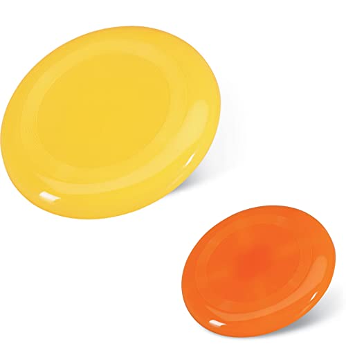 noTrash2003 Doppelset Frisbeescheiben Wurfscheiben im günstigen Zweierset in bunten Farbkombinationen für Sport Spiel und Hundetraining (Gelb-Orange) von noTrash2003