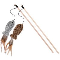 nobleza - 2x Katzenangeln Mäuse mit Holzstäben von nobleza