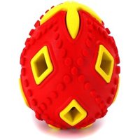 nobleza Gummi-Ei für Hunde – Robustes Kauspielzeug aus Naturkautschuk | 8 cm | In 3 Farben erhältlich (Blau, Rot, Gelb) rot/ gelb von nobleza