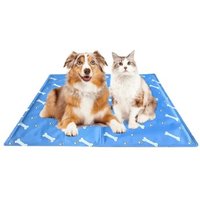 nobleza Kühlmatte für Hunde – Blau mit Knochen- & Pfotenmotiv L von nobleza